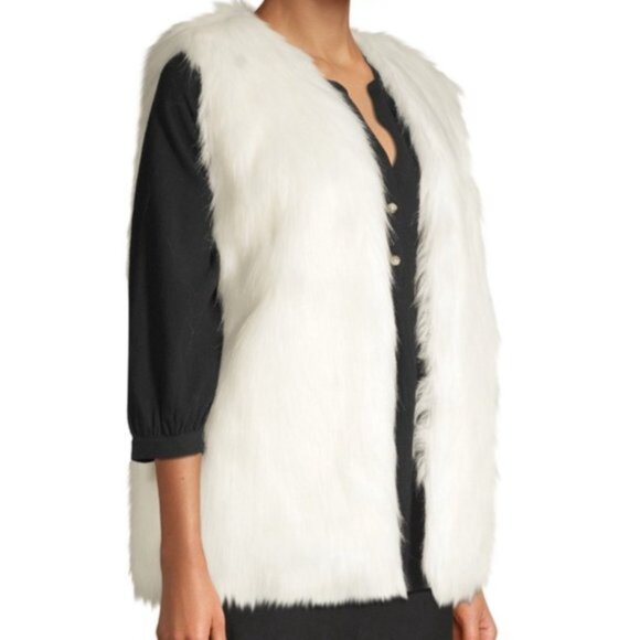 Lux Faux Fur Vest, White - Picture 1 of 9